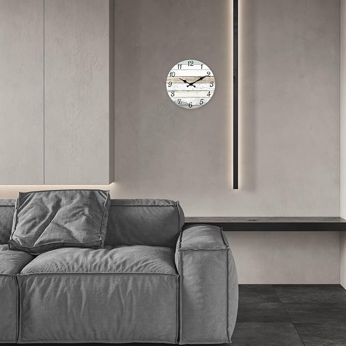 XNM Analog Clock for Kitchen 10 Inch Wood Small Wall Clocks Battery Operated Rustic Wall Clock Non Ticking(No Solid Wood, It is with MDF Material)