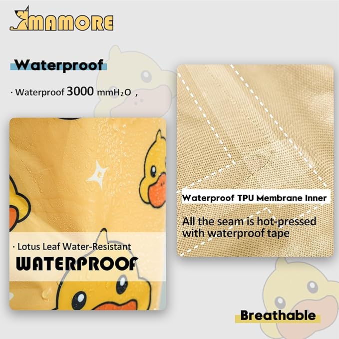 Dog Raincoat,Waterproof Rain Poncho with Hoodie, High Reflective Adjustable Pet Rain Jacket with Leash Hole for Small Medium and Large Dogs (Yellow Duck, Large)