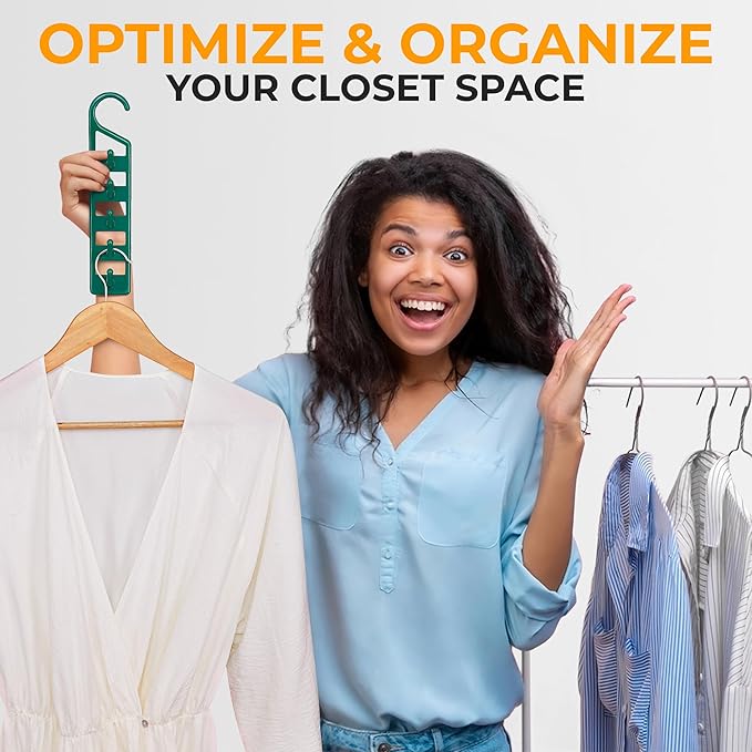 CraftyCrocodile Space Saving Hangers for Clothes - 4 in Pack, Heavy Duty Plastic, Multi Closet Space Savers for Shirts, Pants, Jeans, Sweaters - Hanger Organizer Space Saver