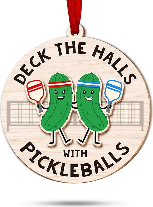Pickleball Ornament for Christmas Tree - Ideal for Pickleball Enthusiasts, Deck The Halls with Funny Ornaments, Unique Stocking Stuffers, Perfect for Pickleball Gifts Ideas