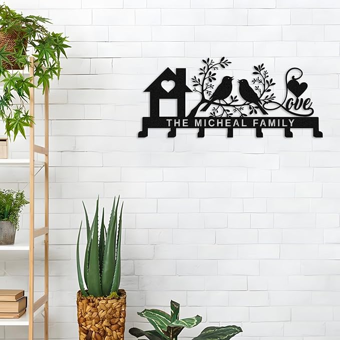 Personalized Metal Key Hooks with Name,Custom Key Holder Wall Mounted,Key Rack Organizer for Living Room, Bedroom, Entryway,Mother's Day Gifts Style 3