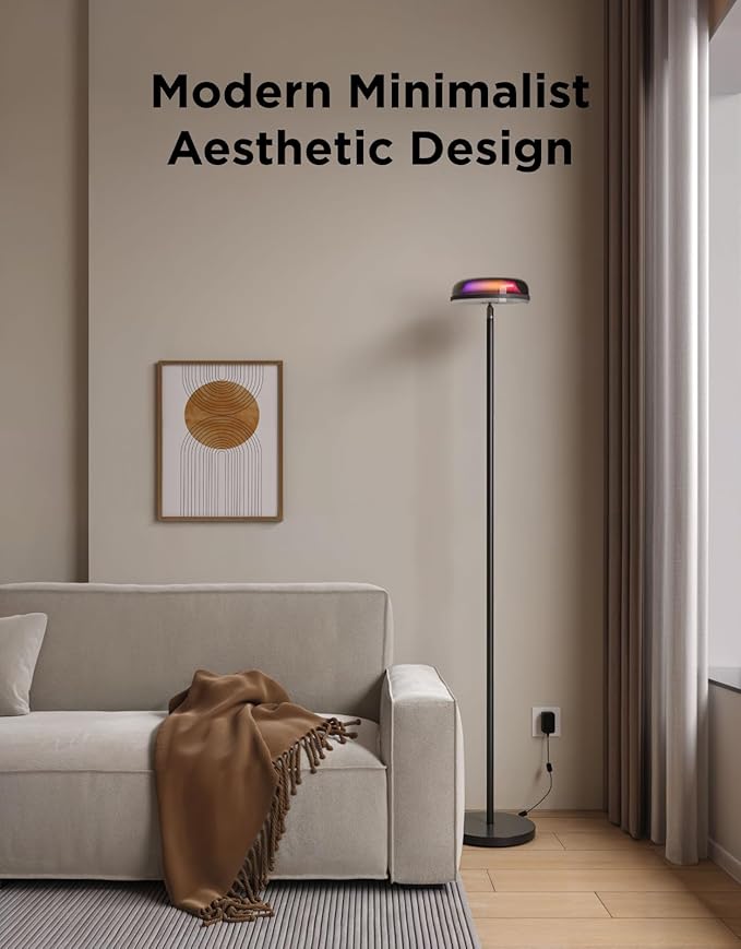 Govee Uplighter Floor Lamp for Living Room, RGBIC Ripple Projector, Floor Lamp for Bedroom Works with Matter, 215 ft² Light Area, 1000lm LED Modern Corner Floor Light, Warm Cool White Standing Lamp