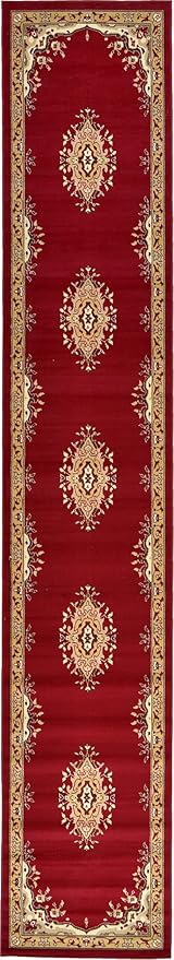 Unique Loom Reza Collection Traditional Persian Style Area Rug, 3 ft x 16 ft 5 in, Burgundy/Ivory