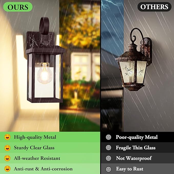 BesLowe 2-Pack Outdoor Wall Light Fixtures, Exterior Lighting Fixtures Wall Mount, Waterproof Porch Lights Outdoor Wall Sconces Lanterns, Modern Outside Lights for House Front Door Garage, Brown