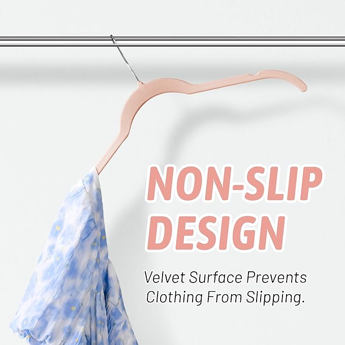 Premium Velvet Shirt Hangers 30 Pack, Non-Slip 360° Swivel Hook Space-Saving Felt Hanger, Slim Flocked Hangers for Blouses, Strappy Dresses, Tank Tops(Pink)