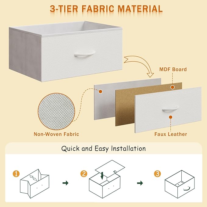 Modern Corner Vanity Desk with 6 Fabric Drawers Power Outlet Side Pocket L Shaped Drawers Makeup Desk Dressing Table for Girls Women Bedroom (White)