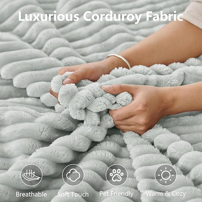 107" U-Shape Cloud Couch, Modern Modular Sectional Comfy L-Shape Sofa with Ottoman, Deep Seat, Upholstered Corduroy Sleeper Chaise Longue for Living Room Bedroom, No Assembly Required, Grey