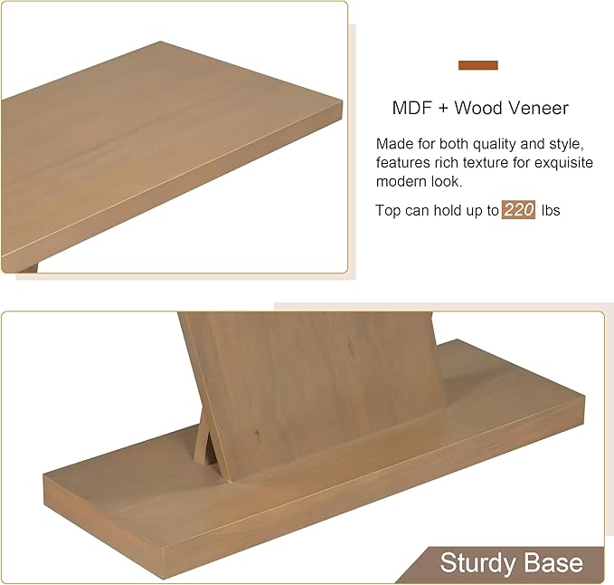 Modern Unique Console Table 59.8-Inch Long Entry Sofa Table Accent Furniture for Living Room Hallway Entryway, Brown
