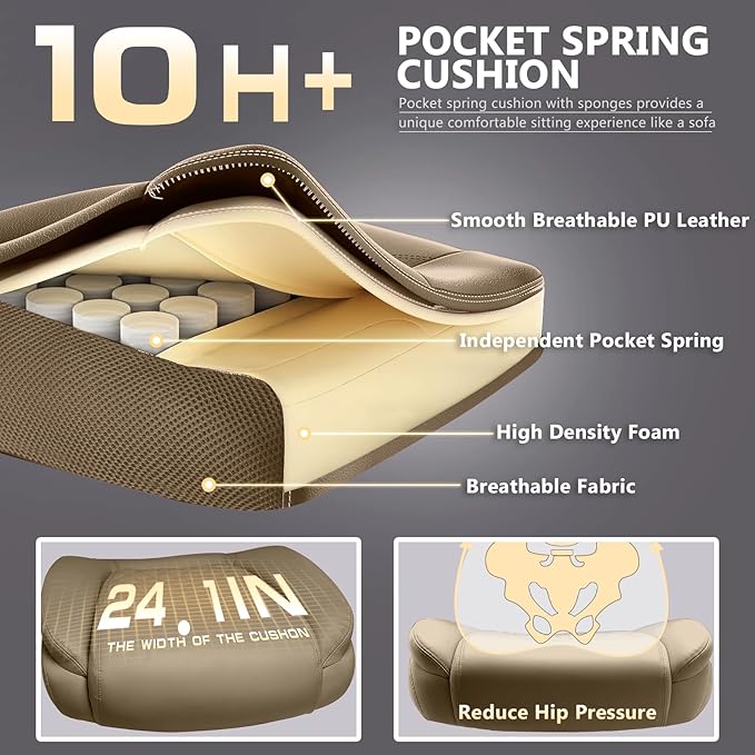 650LBS Big and Tall Office Chair with 5D Flip Arms and Thick Pocket Spring Cushion, Extra Wide Heavy Duty Office Chair with Adjustable Lumbar Support, Large High Back Computer Chair Dual Rubber Wheel