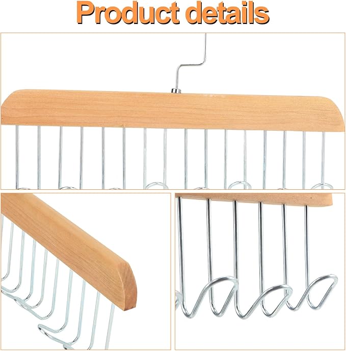 4Pcs Anti Slip Multi Hook Coat Racks,Bra Hangers for Closet Organizer with 8 Hooks 360 °Swivel Belt Hanger for Closet for Belt, Tie, Tank Top, Bra, Scarf (Beige)