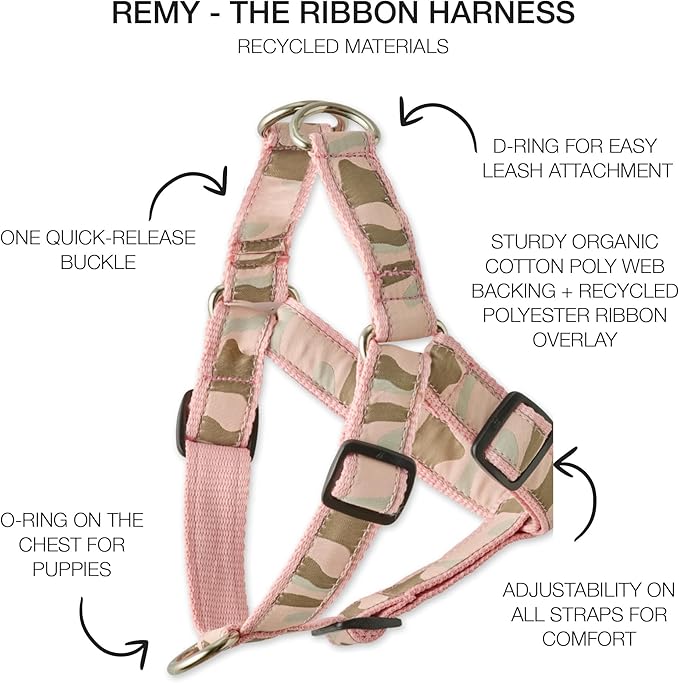 REMY - The Recycled Ribbon Harness, Pink CAMO, X-Large