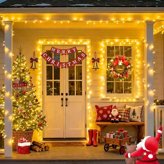 JMEXSUSS 200 LED Christmas Lights Indoor Outdoor, Connectable Warm White Christmas Tree Lights Clear Wire, 66 Ft Twinkle Fairy String Light Plug in for Bedroom Wedding Xmas Tree Decorations