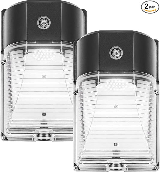 CINOTON 26W LED Wall Pack Light with Dusk to Dawn Sensor, 3000LM [100-277Vac] LED Wall Lights IP65 Waterproof Outdoor Security Flood Lighting for Garage Warehouse Garden 5000K-Daylight 2 Pack