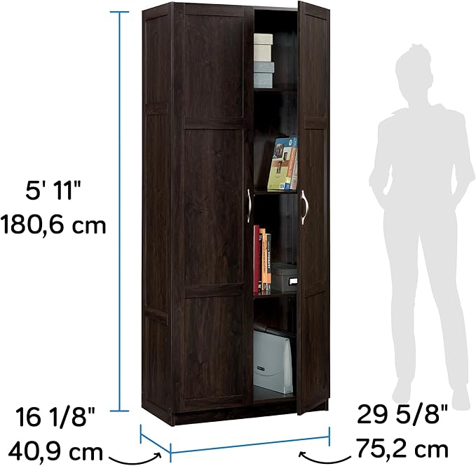 Sauder Storage Cabinet/ Pantry cabinets, 29.61 " x D: 16.02 " x H: 71.50", Cinnamon Cherry finish