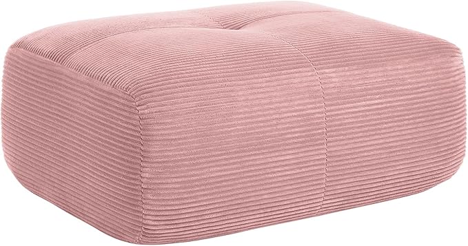 Pink Ottoman for Modular Sectional Sofa, Corduroy Deep Seat for Oversized Compressed Boneless Sectional Couches for Living Room Bedroom Apartment, Cloud Sofa Couch, Memory Foam, No AssemblyPink