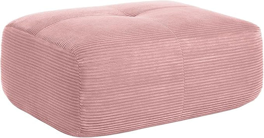 Pink Ottoman for Modular Sectional Sofa, Corduroy Deep Seat for Oversized Compressed Boneless Sectional Couches for Living Room Bedroom Apartment, Cloud Sofa Couch, Memory Foam, No AssemblyPink