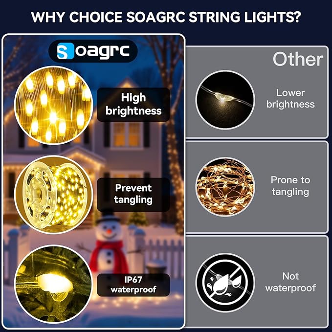 Outdoor Christmas Lights, 800LEDs 262FT Christmas Tree String Lights, IP67 Waterproof 8 Modes Warm White Holiday Lights with Remote for House Yard Xmas Decorations