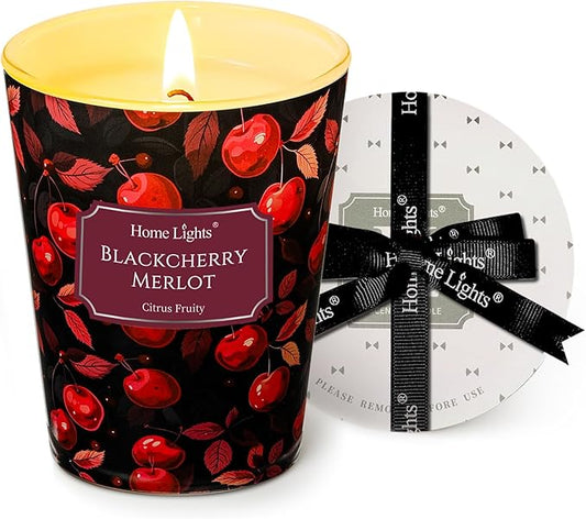 HomeLights Soy Wax Candles for Home Scented, 1-Wick Candles in Blackcherry Merlot Scented, Aromatherapy Candles Gift for Parties, Relaxing, Eclectic Mixed Styles, 6.7oz