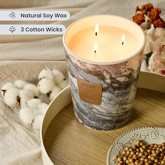 M&SENSE Extra Large Candle 35oz 150H EucalyptusMint Scented Candle, 3 Wick Highly Scented Jar Candle, XL Candles Gift for Stress Relief, Meditation, Yoga