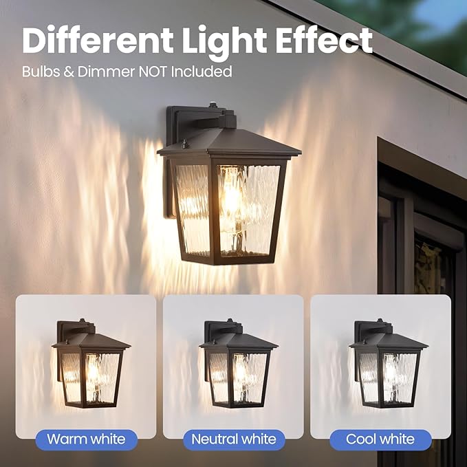 Dusk to Dawn Outdoor Wall Lantern, Exterior Wall Sconce Light Fixture with E26 Base, Black Waterproof Wall Mount Light, Outdoor Lantern for Porch