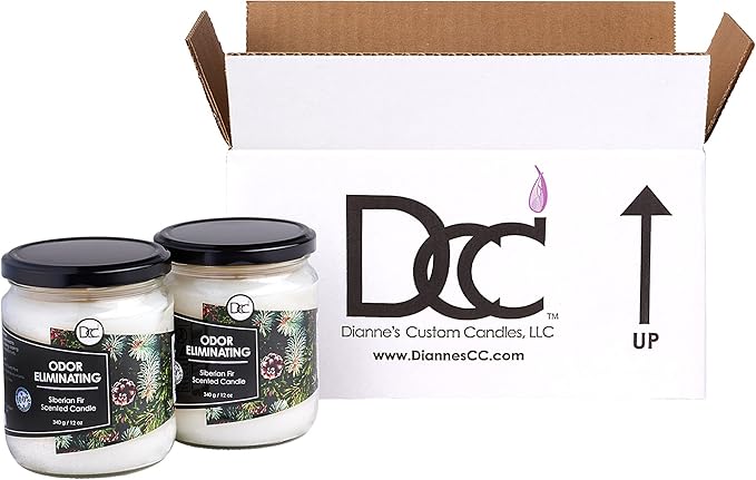 Siberian Fir Two Pack Odor Eliminating Highly Fragranced Candle - Eliminates 95% of Pet, Smoke, Food, and Other Smells Quickly - Up to 80 Hour Burn time - 12 Ounce Premium Soy Blend