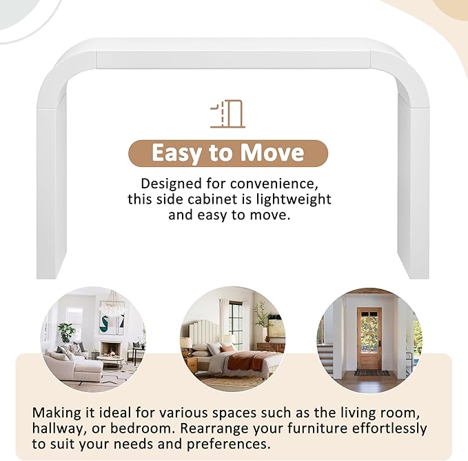 Merax Modern Entryway Table, White Rounded Silhouette and Smooth Surface Console Table for Living Room, Hallway and Bedroom