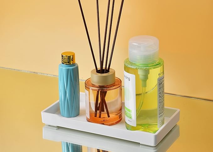 6 Packs Small White Mini Tray (8 inch x 4 inch) for Serving Accessory, Spa, Coffee, Drinks, Wine, Tea, Bar, Party, Seasoning, Perfume or Display Use.