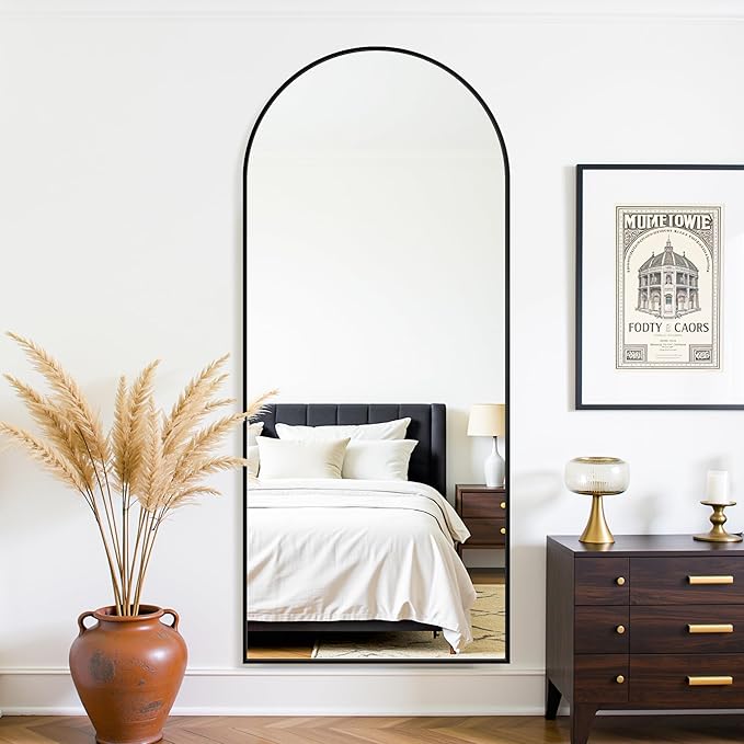 Floor Mirror, 71"×28" Full Length Mirror with Stand for Bedroom Living Room, Black