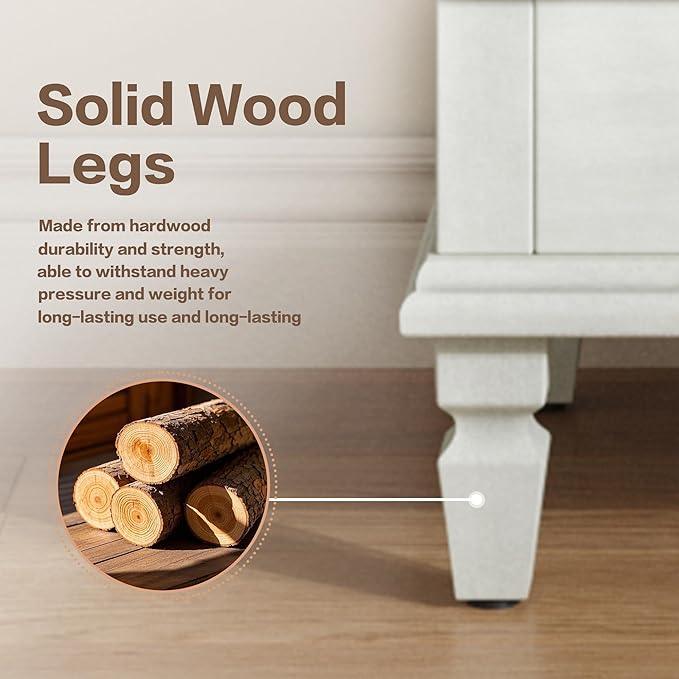 Rustic 55'' Tall Storage Cabinet with 2 Hollow-Carved Doors a Drawer, Wood Accent Cabinet with Solid Wood Legs for Living Room, Hallway, Dining Room (Grey White-T)