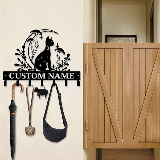 Customized Keys Holder - Personalized Mushroom Wonderland Key Hooks Wall Metal Sign Decor,Wall Holder,Door Hook (Style G)