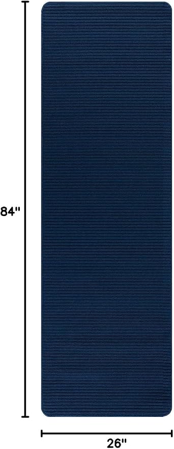 Non Slip Navy Solid Rubber Back Thing Runner Rugs for Living Room 2x7 for Kitchen, Rug for Bedroom and Hallway, Stain Resistant Easy Cleaning Non Shedding Carpet Navy 2 x 7
