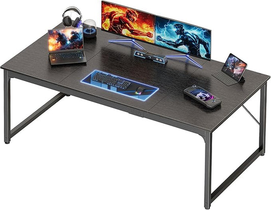 PRAISUN 63 X 29.5 Inch Computer Desk with Deeper Desktop, Gaming Office Writing Work Desk for Home Office, Study, Bedroom, Work from Home, Metal Frame, Black