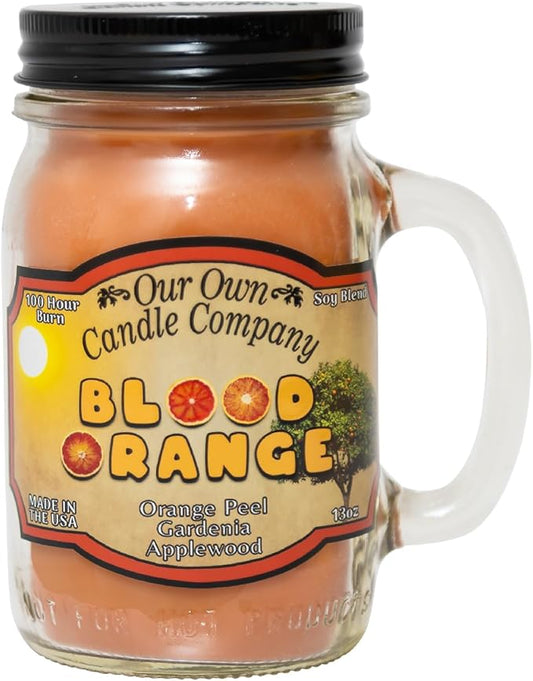 Our Own Candle Company Blood Orange Scented Mason Jar Candle, 100 Hour Burn Time - 13 Ounces
