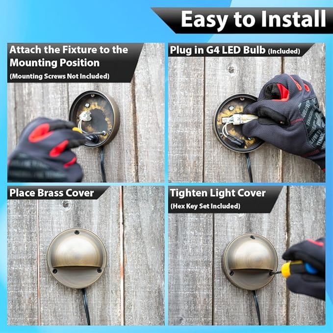 Outdoor Deck Lights Aluminum Stair Lights - LED Step Lights Low Voltage Landscape Lights, Aluminum Stairway Lighting, Outdoor Fence lights, Paver Lights, Hardscape Lighting with LED Bulb (3.13" Wide)