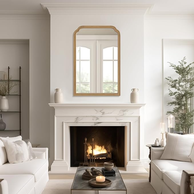 WallBeyond 24" x 36" Natural Wood Mirror for Wall Mounted, Rustic Wood Frame Wall Mirrors Decorative for Living Room or Bathroom Mirror (Natural Color)