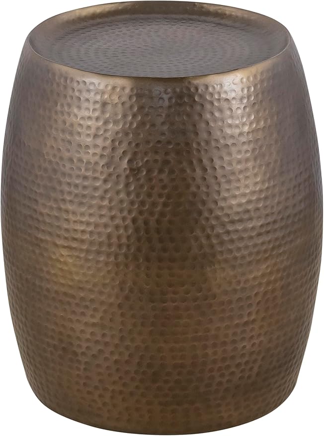 ET501 Modern Contemporary Aluminum Material 21" Height End Table, Side Table with Hand Hammered Design Antique Gold