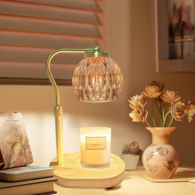 Candle Warmer Lamp Dimmable Wax Melt Warming Lamp with Timer Scented Wax Candle in Jar During Bathing & Yoga & Meditation with 2 Bulbs Home Decor Gift for Female (Diamond Ball)