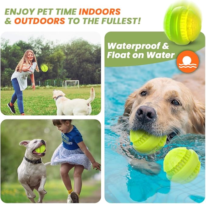 Rechargeable LED Dog Toy Ball with Color-Changing Lights, Type-C Charging, Waterproof & Durable, Pet-Safe Materials, for Dogs & Cats, Safe for Indoor and Night Play, 2.76in Diameter