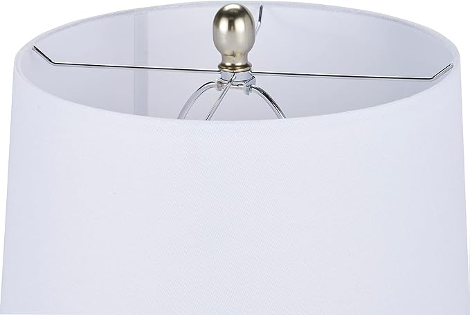 Nourison Home 23" Coastal Blue Ceramic Pot Table Lamp for Bedroom, Living Room, Dining Entryway, with White Shade