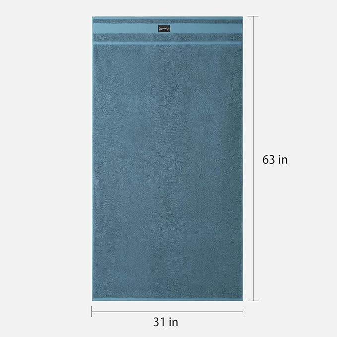 REDKISS Large Bath Towels Set 2 Piece, 100% Cotton, 31x63 in,Heavyweight 760G, Highly Absorbent & Quick Dry, Super Soft Luxury Shower Towels for Bathroom,Hotel Collection - Blue