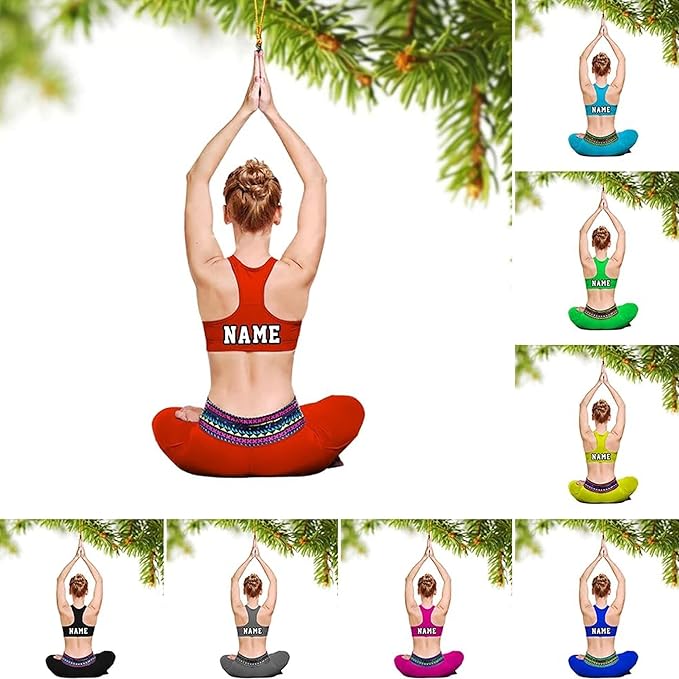 Noni Personalized Yoga Ornament, Custom Name Acrylic Christmas Decoration, Custom Name Mat Decor, Gift for Coach, New Yogi