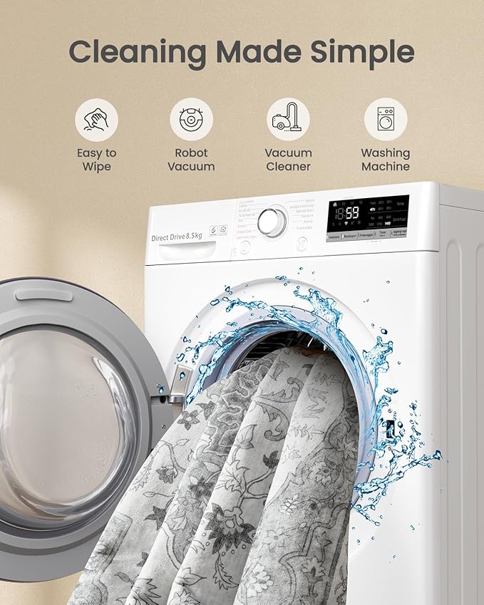 Amada 8x10 Area Rugs, Non-Slip Washable Rug with Low Profile, Durable Bound Edge, Soft Large Vintage Rug for Living Room, Bedroom, Dinning Room, Home Office,Silver Gray