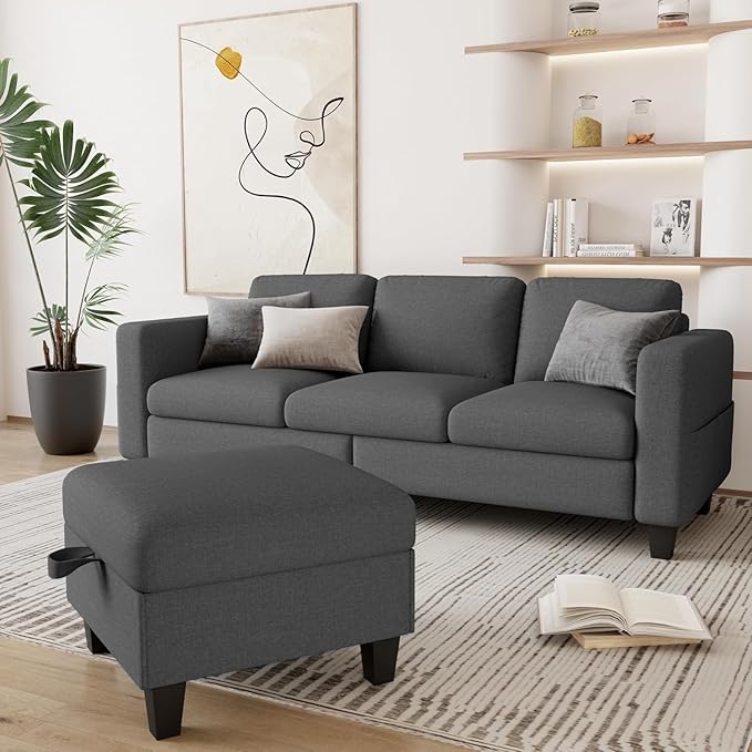 Sectional Couches for Living Room, 78" L Shaped Sofa 3 Seat Modern Couch with Storage Ottoman Convertible Couches for Small Space, Living Room, Bedroom, Apartment and Office