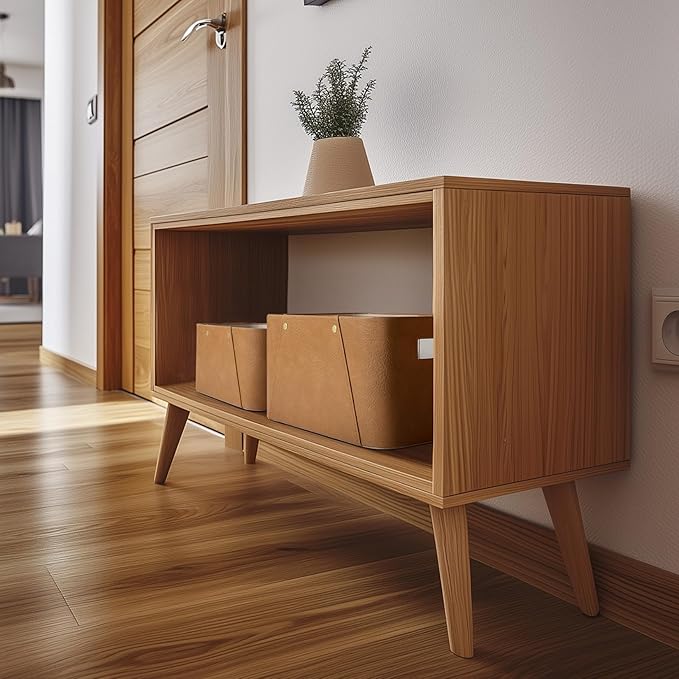 La Jolie Maison Storage Baskets for Organizing, 2 Pack, Storage Cube Boxes Luxury Brown Vegan Leather for Closet Shelf Cabinet Bookcase Camel