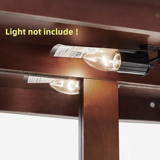 Goujxcy Lighted Curio Cabinet, Modern Floor Standing Glass Curio Cabinet Display Case Cabinet with Adjustable Shelves, Mirrored Back Panel and Tempered Glass Doors for Home/Office (Cherry)