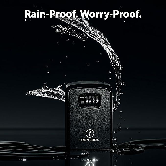 Iron Lock® Key Lock Box XXL Wall Mount – Waterproof Outdoor Key Safe with Heavy-Duty Metal Body & 4-Digit Combination – Lock Box for Keys Outside for Home, Rentals & Realtors (Black, XXL)