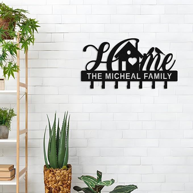 Custom Names Key Holder for Wall,Personalized Metal Key Hooks with Name,Decorative Key Rack Hooks for Home,Hallway,Entryway,Front Door,Office,Mother's Day Gift undefined undefined
