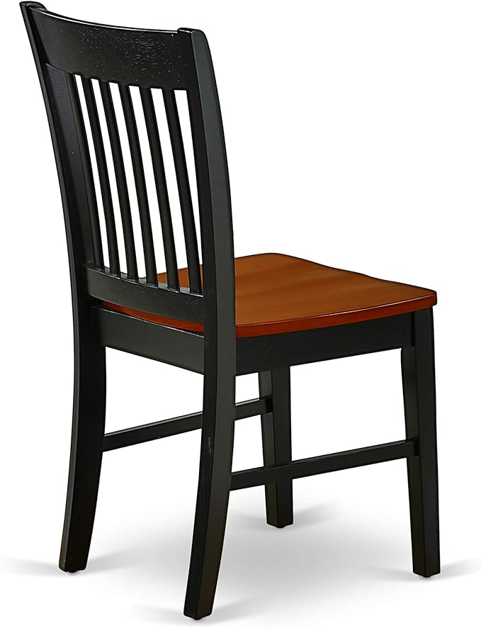 East West Furniture NFC-BCH-W Norfolk Dining Chairs - Slat Back Wood Seat Kitchen Chairs, Set of 2, Black & Cherry