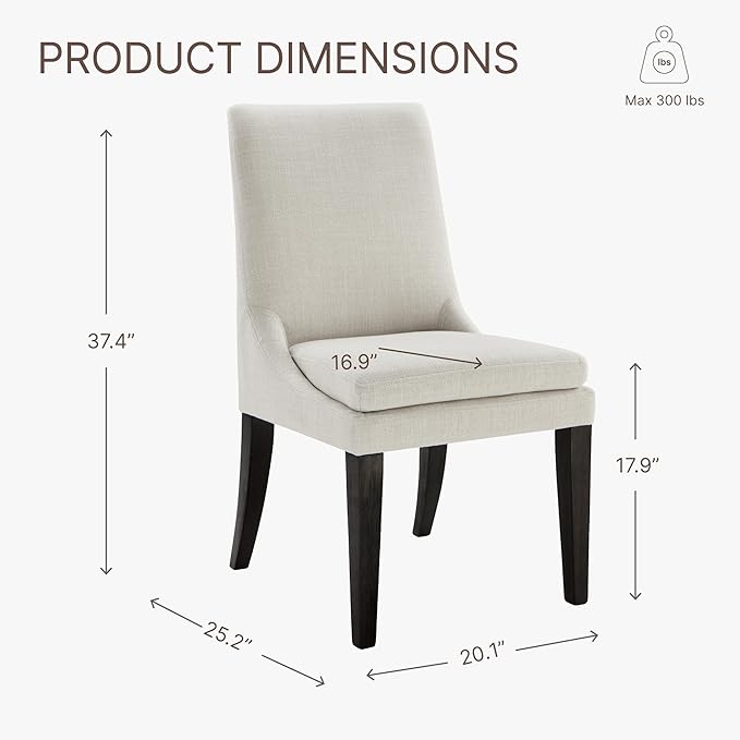 Upholstered Dining Chairs Modern Sidechair Performance Fabric High Back Armlesschair for Diningroom Kitchen,Cream,Set of 2(1 Box)