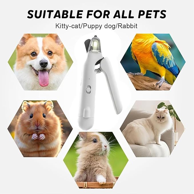 Pupnourish Nail Trimmer, 2026 New 2-in-1 LED Dog Nail Trimmers Grinder & Clipper, USB Rechargeable, with Multiple Sanding Ports & Splash Guard, for Dogs & Cats, Pet Paws Grooming Tool (White)